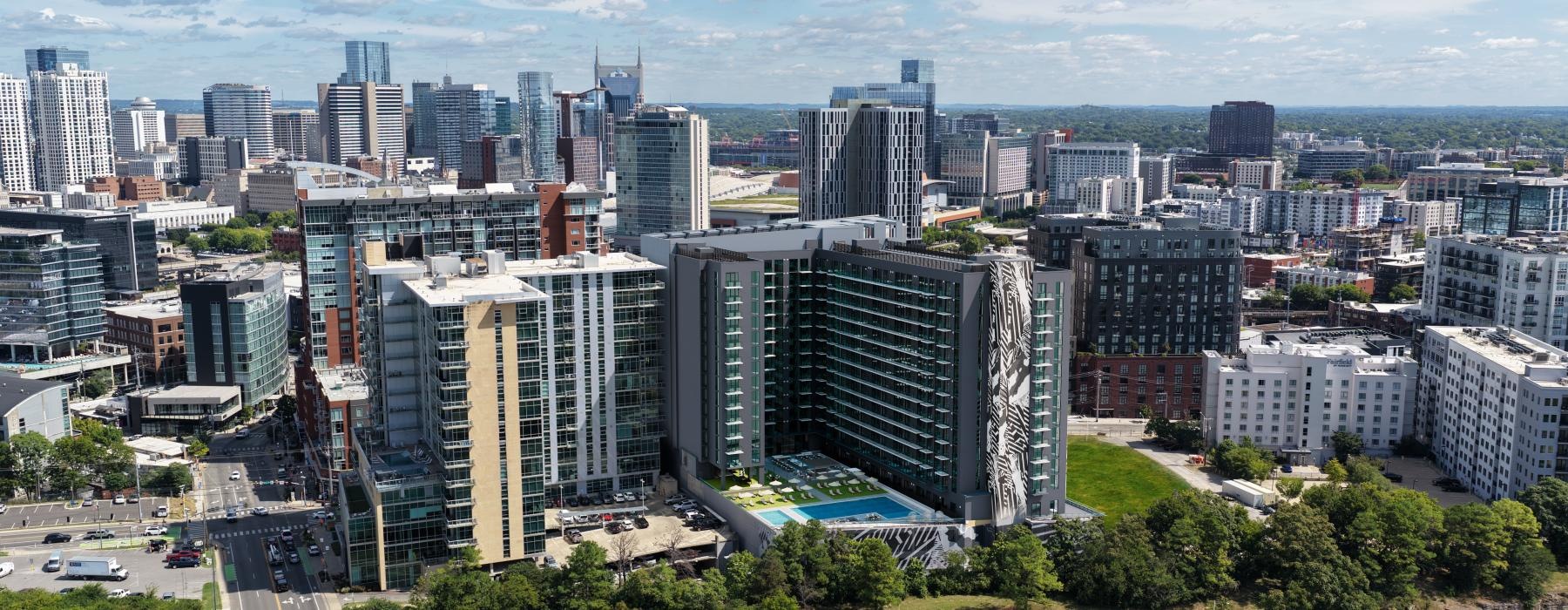 a city with tall buildings